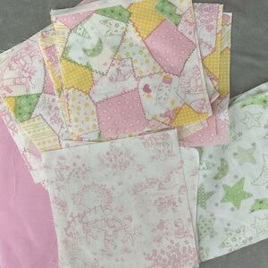 45 vintage precut baby nursery cotton squares 6.75”-8.75”